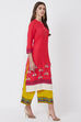 Coral Viscose Rayon Straight Kurta image number 3