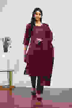 Purple Cotton Straight Suit Sets image number 6