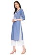 Blue Straight Chambray Kurta image number 3