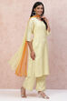 Lemon Polyester Chanderi Straight Suit Set image number 4