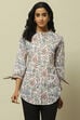 Light Pink Cambric Floral Printed Straight Kurti image number 5