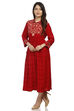 Maroon Flared Viscose Dress image number 3