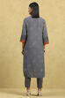 Grey Viscose Rayon Printed Straight Kurta Pants Set image number 4