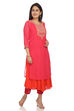 Pink Flared Polyester Kurta image number 2