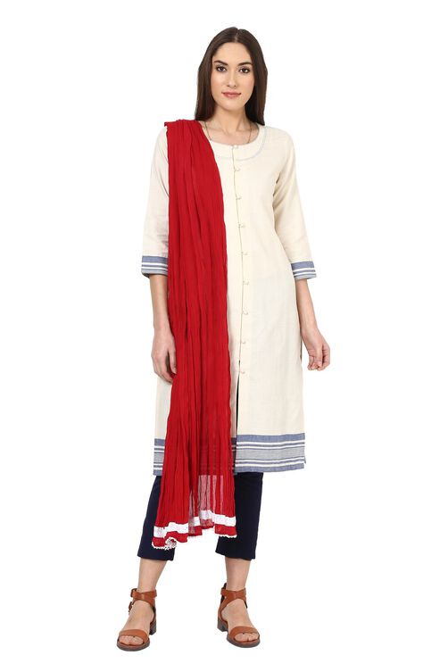 Red Cotton Stole image number 2