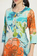 Aqua Cotton Straight Kurta image number 1