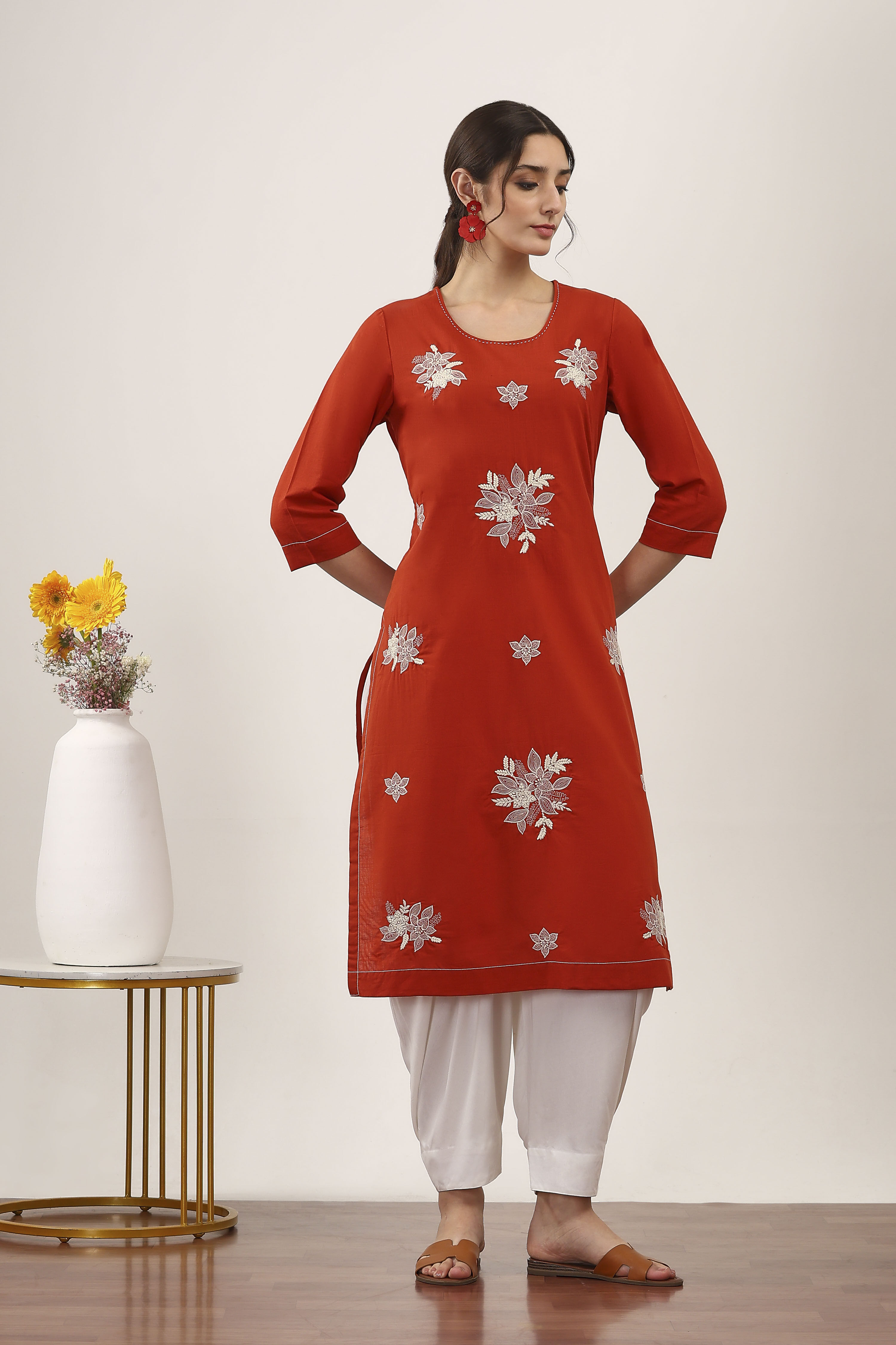 Brown Cotton Straight Kurtas image number 5