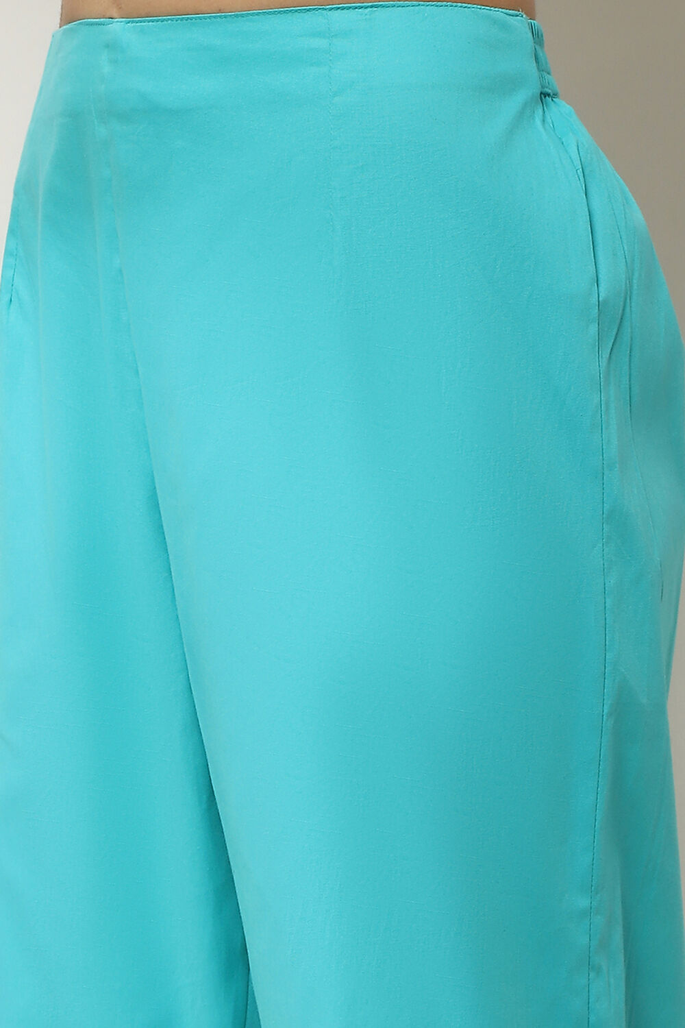 Aqua Cotton Lycra Solid Regular Pants image number 1