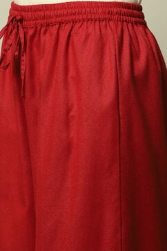 Red Acrylic Straight Yarndyed Kurta Palazzo Suit Set image number 2