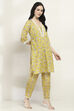 Yellow Cotton Blend Straight SET image number 5