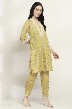 Yellow Cotton Blend Straight SET image number 5