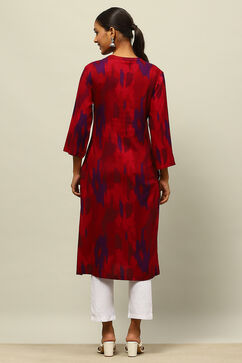 Pink Rayon Printed Straight Kurta image number 3