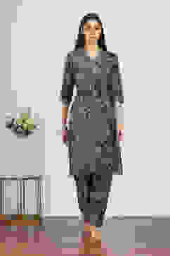 Green Viscose Polyester Viscose Rayon Kurta Pants Set image number 7