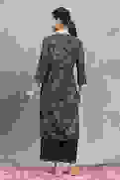 Blue Viscose Rayon Printed Straight Kurta image number 3