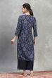 Blue Viscose Rayon Printed Straight Kurta image number 3