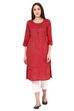 Red Straight Cotton Kurta image number 0