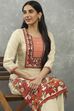Beige Viscose Straight Kurta Pants Set image number 7