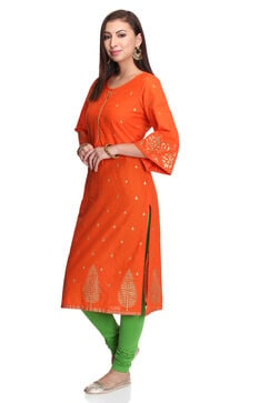 Orange Straight Kurta image number 2