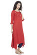 Red A Line Viscose Kurta image number 3