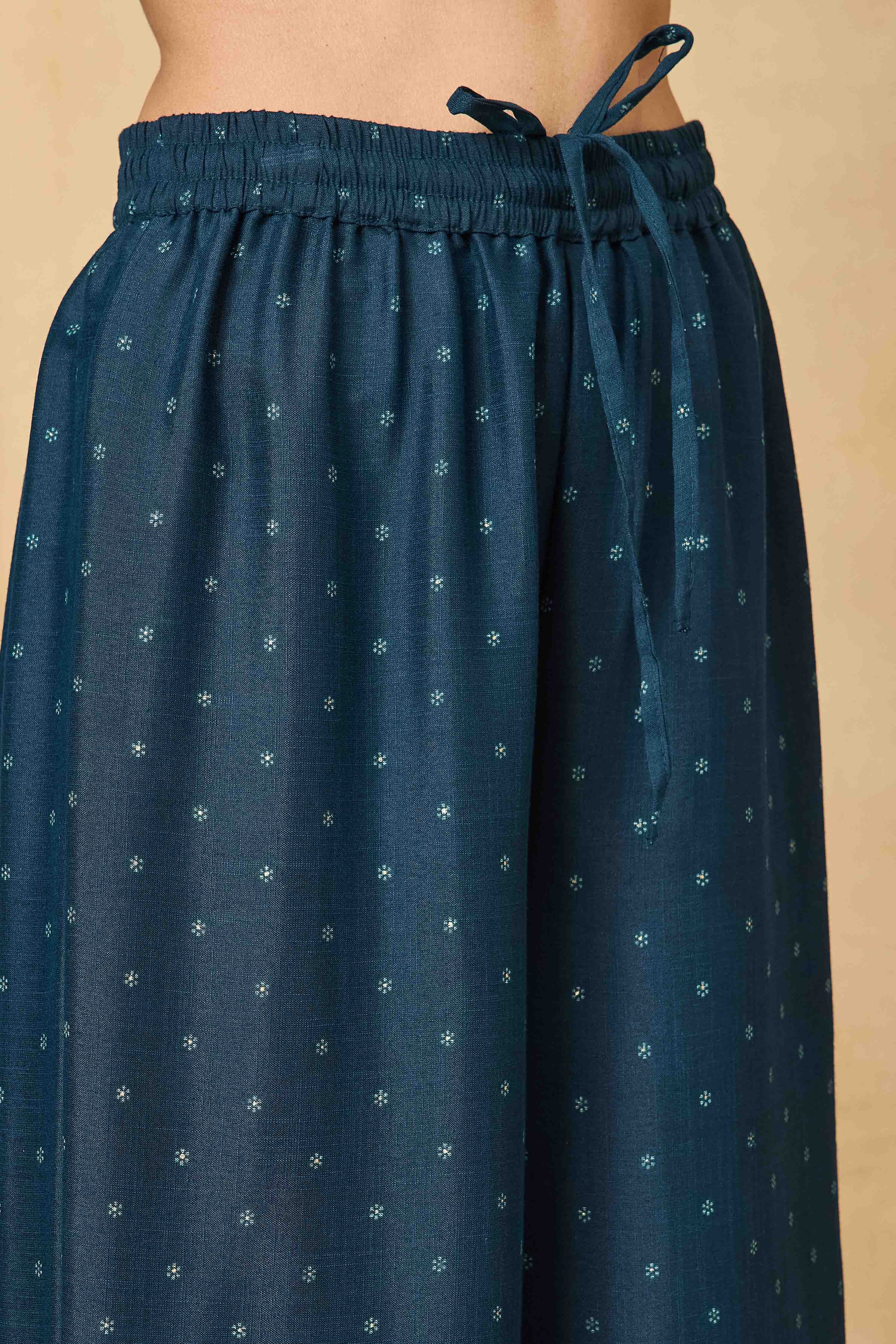 Teal Viscose Blend Straight Printed Suit Set image number 2