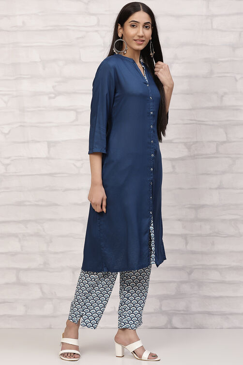 Fuschia Straight Printed Suit Set image number 5