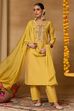 Yellow Viscose Blend Straight Solid Suit Set image number 0