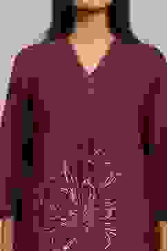 Purple Viscose Rayon Printed A-Line Co-ord Set image number 1