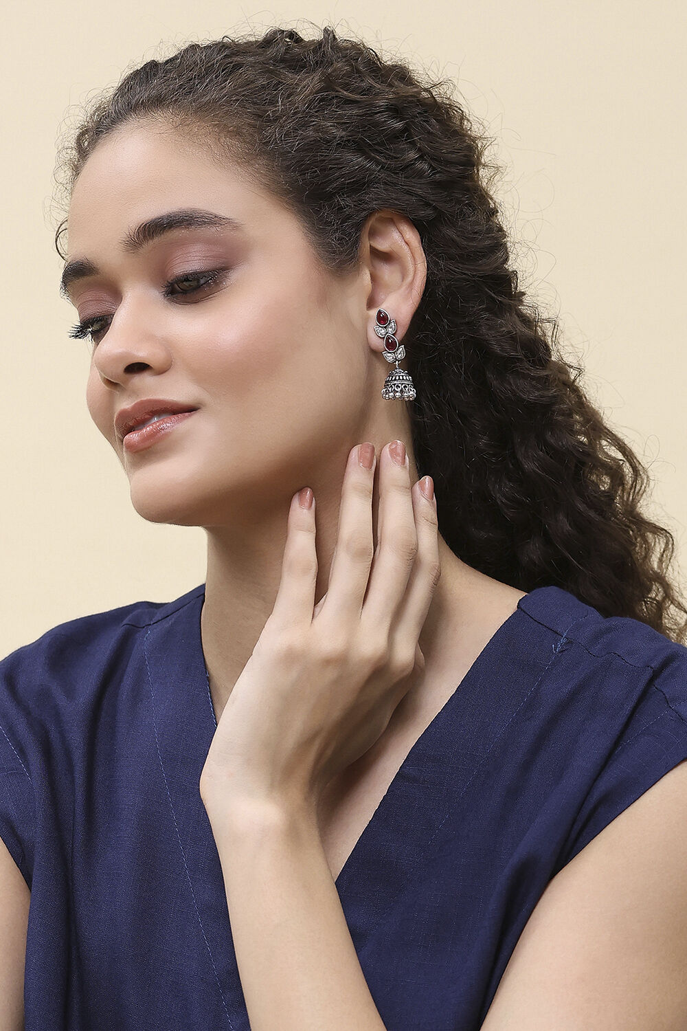 Red Brass Jhumka image number 3