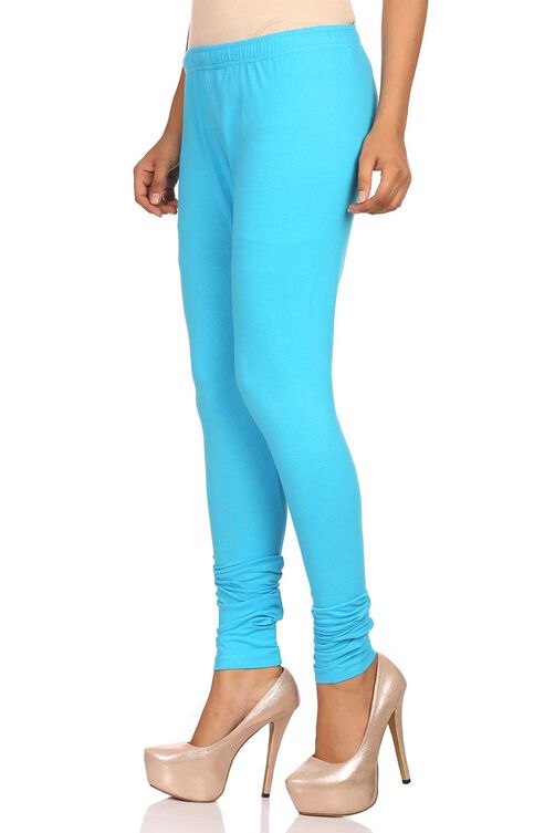 Turquoise Cotton Leggings image number 1