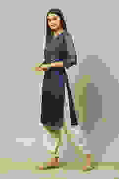 Blue Poly Viscose Straight Printed Kurta image number 2