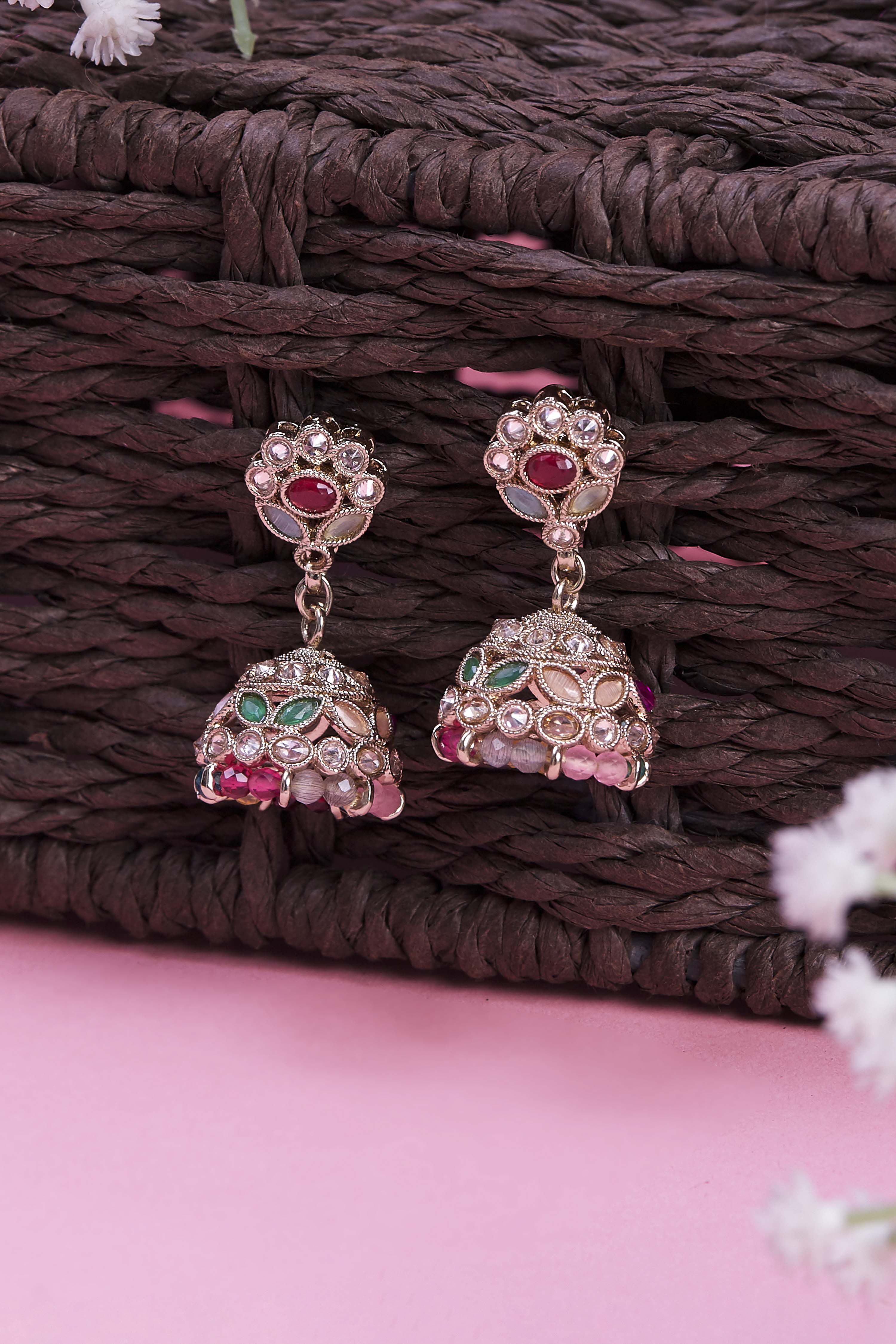Multicolor Brass Jhumka image number 3