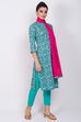 Green Cotton Straight Suit Set image number 3