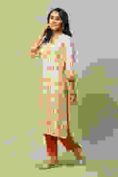 Off White LIVA Straight Printed Kurta image number 2