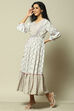 Ecru LIVA Tiered Printed Dress image number 2