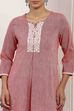 Red Cotton Blend Straight Kurta Pants Set image number 1