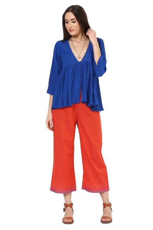 Orange Poly Cotton Culottes image number 7
