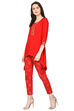 Red A-Line Rayon Kurta image number 2