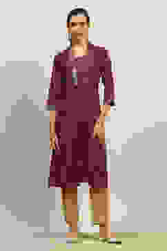 Red Rayon Slub Printed Straight Kurta image number 0