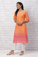 Orange Cambric Cotton Straight Kurta image number 2