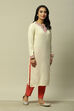 White Acrylic Straight Solid Kurta image number 4