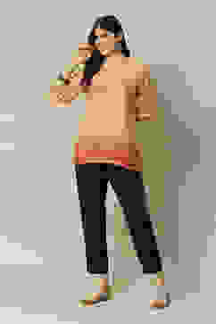 Orange Polyester A-Line Printed Top image number 0