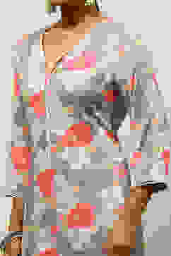 Grey Viscose Blend Printed Straight Kurta image number 1