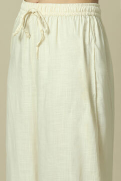 Ecru LIVA Woven Straight Kurta Suit Set image number 2