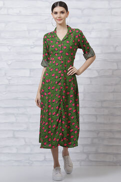 Green LIVA Kalidar Floral Dress image number 5