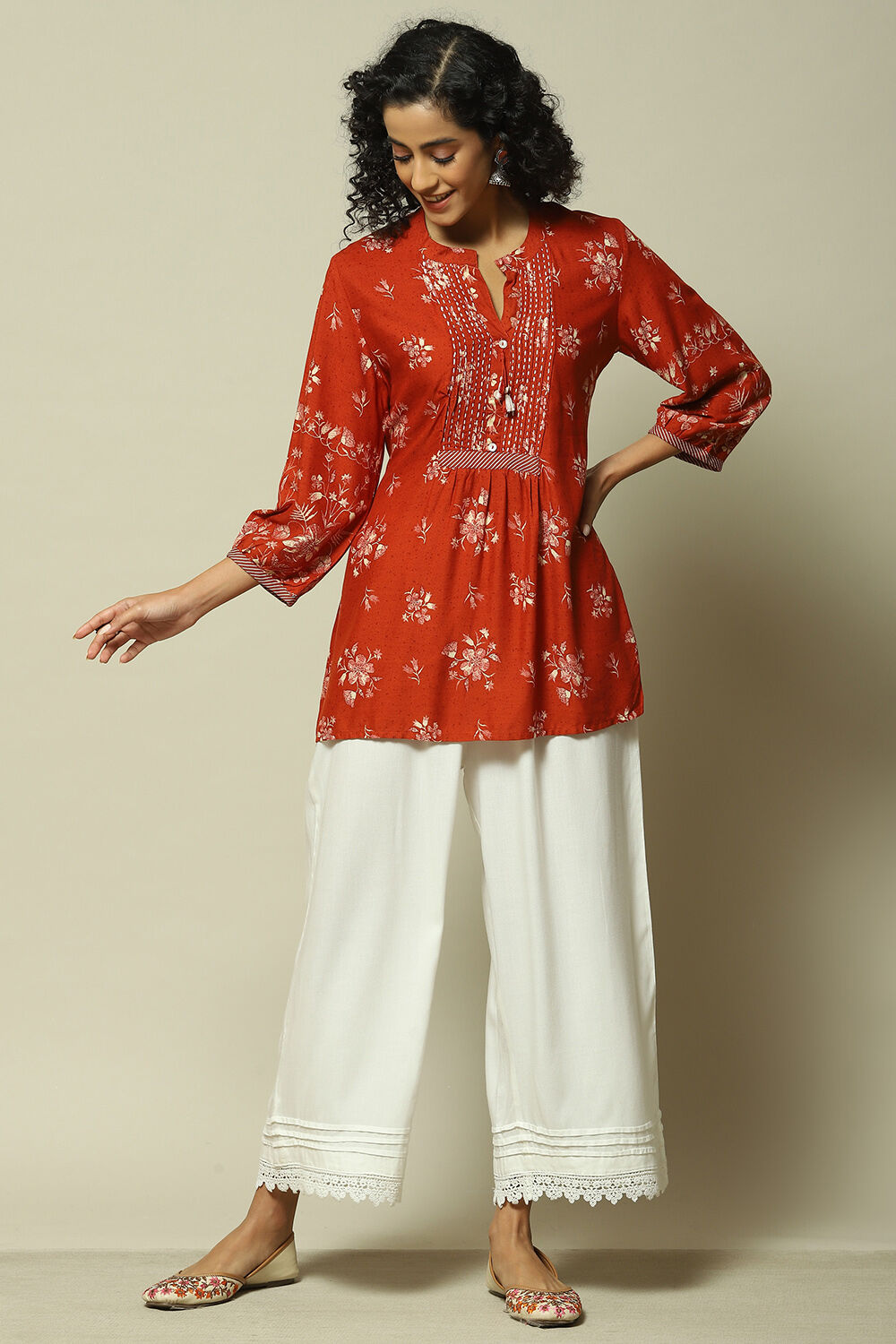 Lavender LIVA Straight Printed Top image number 0