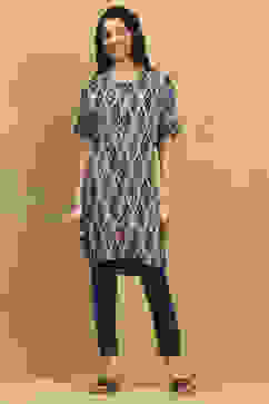 Grey Printed Straight Kurta image number 5