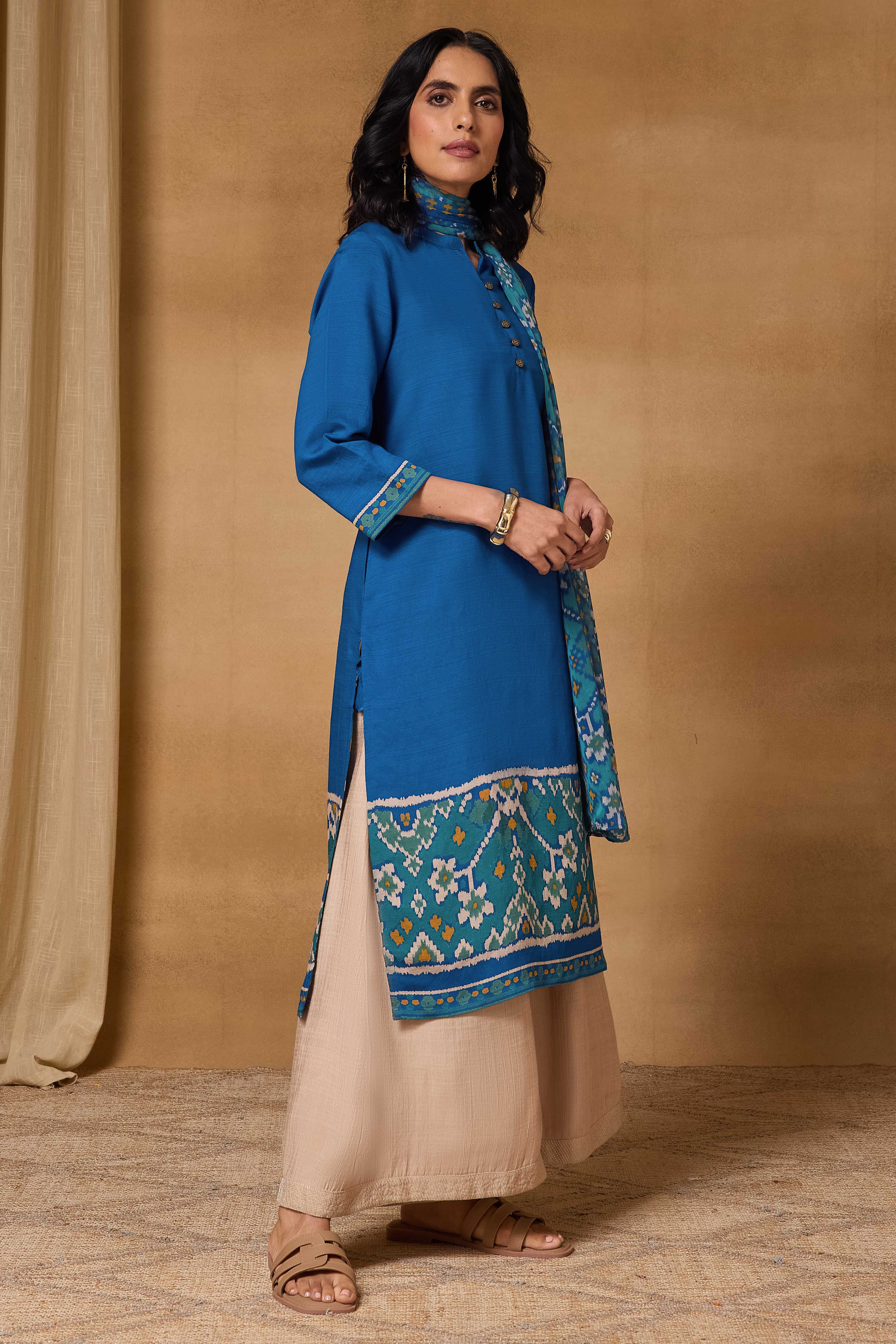 Blue Viscose Blend Straight Printed Kurta image number 5