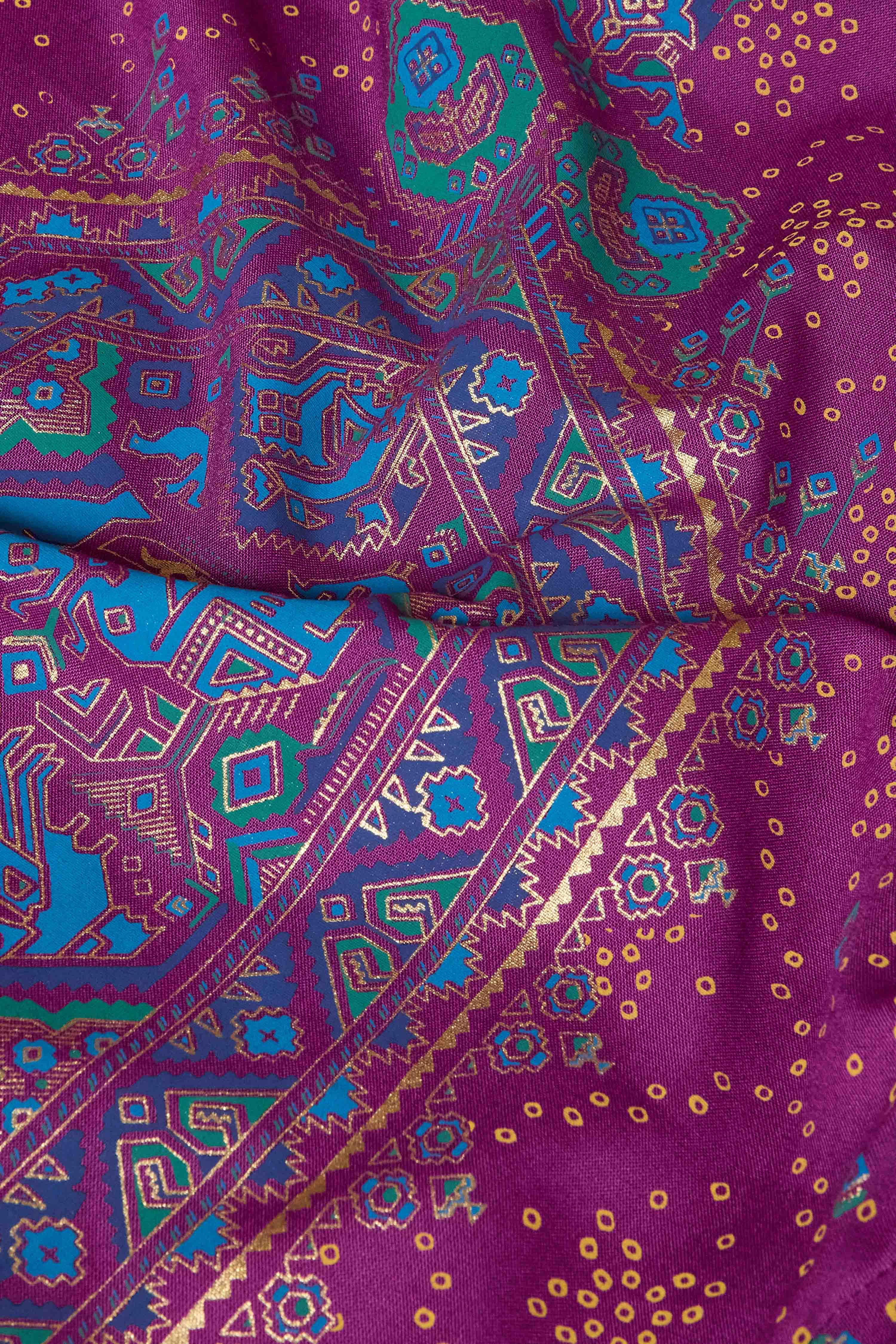 Purple Viscose Rayon Straight Printed Kurta Pants Set image number 3