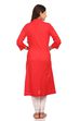 Red Straight Cotton Kurta image number 3