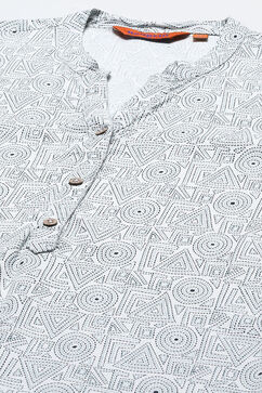 White LIVA Straight Printed Kurta image number 1